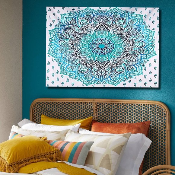 Mandala Boho Bohemian Style Cotton Wall Hanging Tapestry Global Decor Dorm Bed - Picture 3 of 3